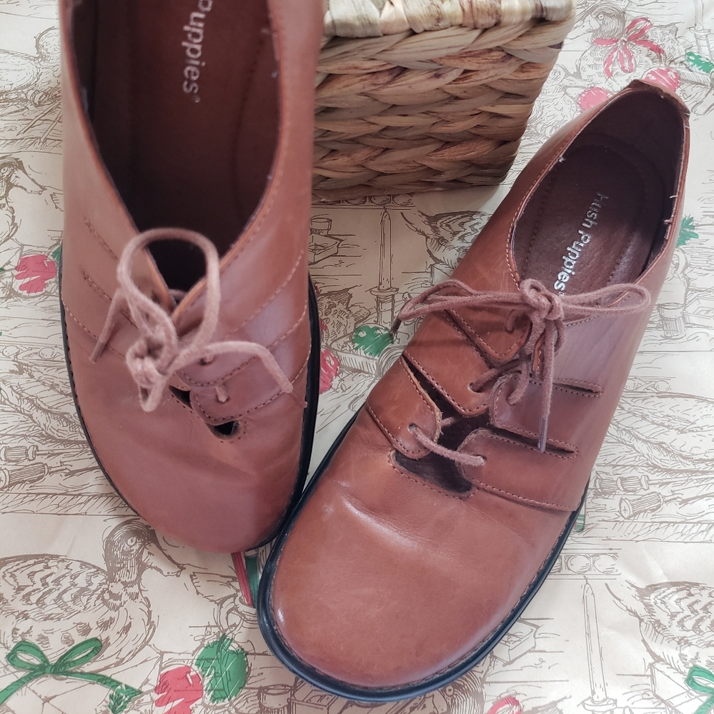 Hush Puppies Brown Leather Laced Oxford Shoes Size 7 Women's - Picture 6 of 6
